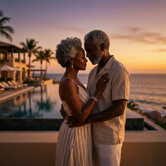 Romantic black couple